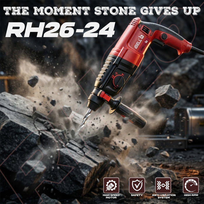 IBELL Rotary Hammer Drill Machine RH26-24, SDS Chuck,800W,900RPM,26MM with 6 Months Warranty