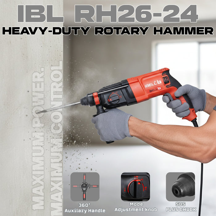 IBELL Rotary Hammer Drill Machine RH26-24, SDS Chuck,800W,900RPM,26MM with 6 Months Warranty
