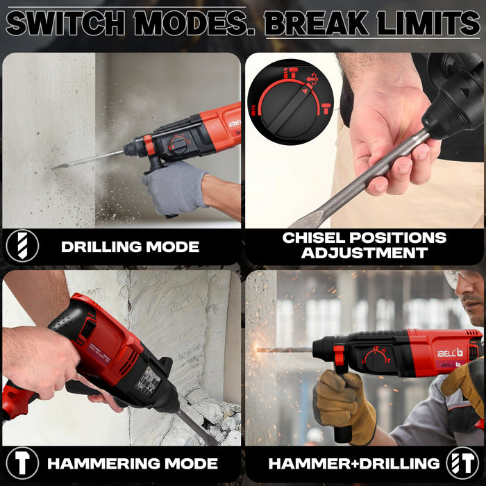 IBELL Rotary Hammer Drill Machine RH26-24, SDS Chuck,800W,900RPM,26MM with 6 Months Warranty