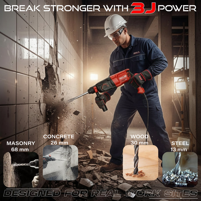 IBELL Rotary Hammer Drill Machine RH26-24, SDS Chuck,800W,900RPM,26MM with 6 Months Warranty