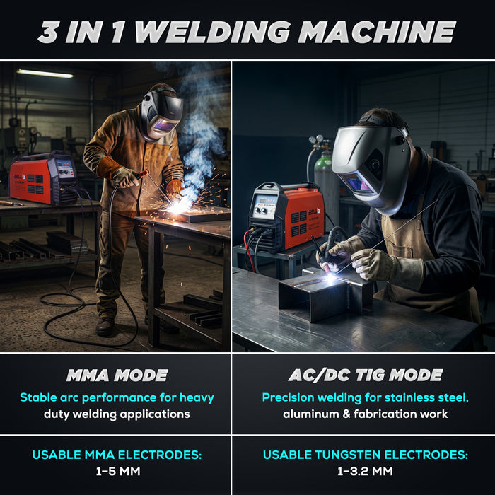 iBELL AC/DC TIG-MMA Inverter Welding Machine T220-108, 220A, 220V, IGBT, Anti Stick, with 10nos Tungsten Rods & All Accessories Included - 1 Year Warranty