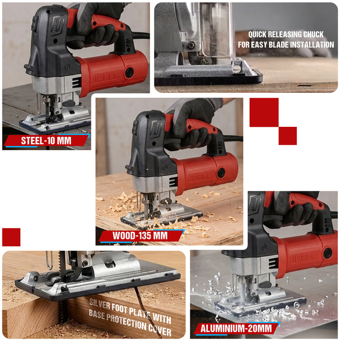 iBELL JS10-70 Jig Saw 700W, 500-3000rpm, Bevel Cutting, Variable Speed - 6 Months Warranty
