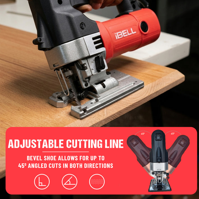 iBELL JS10-70 Jig Saw 700W, 500-3000rpm, Bevel Cutting, Variable Speed - 6 Months Warranty