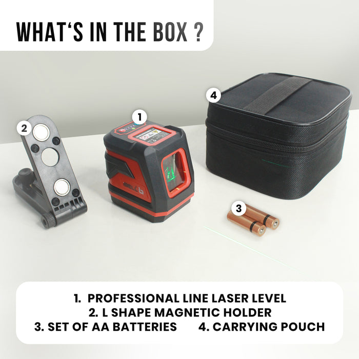 iBELL IBL LL2-40 Professional Green Beam Self-Leveling 40m/131ft 2-Line Laser Level, 1 Horizontal & 1 Vertical, High Precision ±1mm, Pulse Mode, IP54, with 2xAA Batteries for Home, DIY & Professional Use