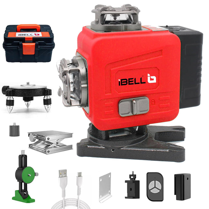 iBELL IBL LL5-16 Professional 16-Line Green Beam Self-Leveling Laser Level, 8 Horizontal & 8 Vertical, ±1mm Accuracy @25m, Pulse Mode, Tripod Compatible, with 2 Rechargeable Batteries for Home, DIY & Professional Use,6 months warranty