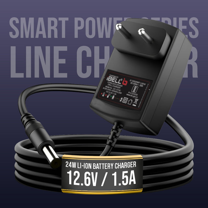 iBELL VORMIR SMART POWER SERIES 12.6V 1.5A Line Charger | 24W Li-ion Battery Charger | Compatible with VORMIR SPS Cordless Tools – VR LXC1C LN