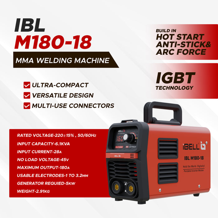 IBELL M180-18 IGBT, MMA Welding, Arc Welding Machine, 220V, 180A, 6.1KVA