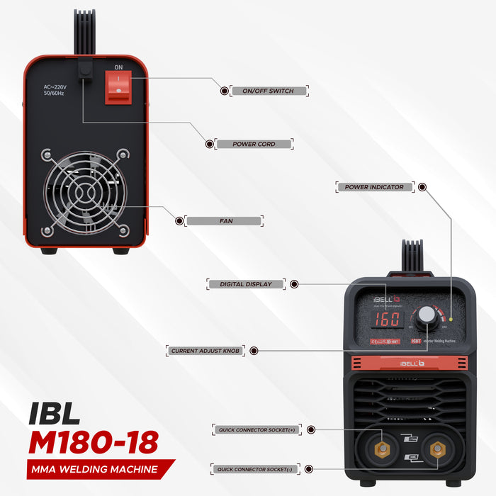 IBELL M180-18 IGBT, MMA Welding, Arc Welding Machine, 220V, 180A, 6.1KVA