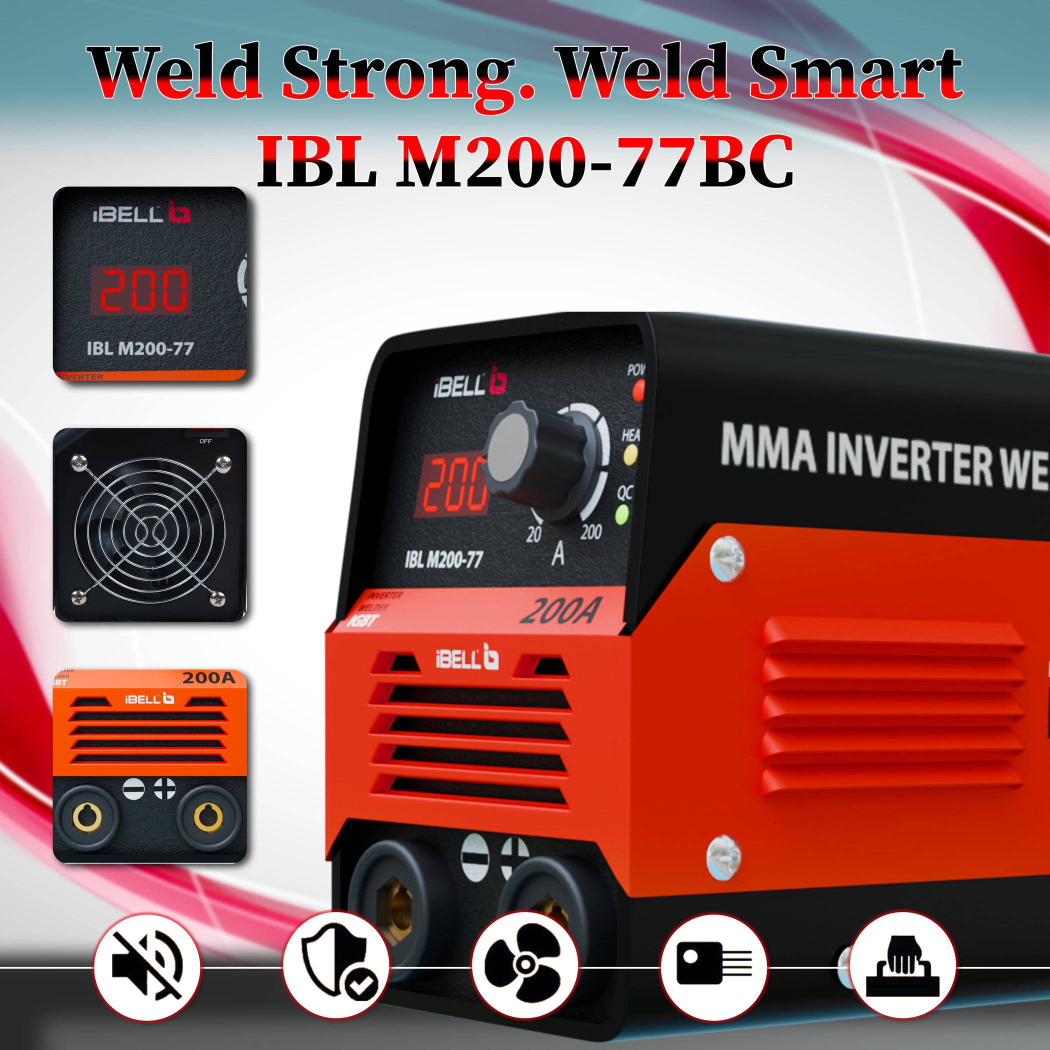 iBELL Inverter ARC Welding Machine (IGBT) 200-77BC with Hot Start and ...