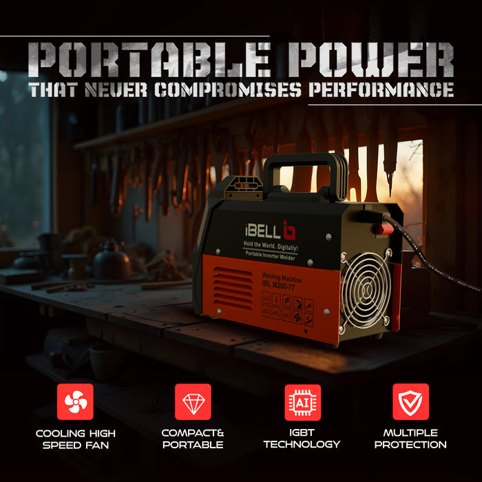 IBELL Inverter ARC Welding Machine (IGBT) M200-77SC, 200A with Built-in Hot Start and Anti-Stick Functions