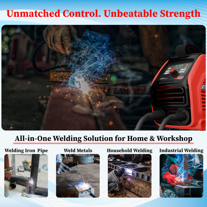 iBELL IBL M220‑76D Inverter ARC Welding Machine 220A | IGBT Technology | PC+ABS Fiber‑Reinforced Body | Adjustable Hot Start, ARC Force & VRD | Anti‑Stick | 1.0–4.0 mm Electrode Support | 2‑Year Warranty
