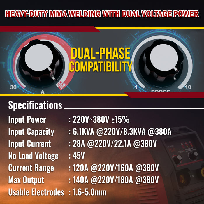 iBELL Dual-phase Heavy Duty Inverter ARC Welding Machine (IGBT) 300A, M300-106  with Hot Start, Anti-Stick Functions, Arc Force Control - 2 Year Warranty