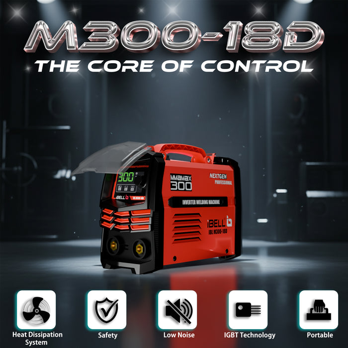 iBELL IBL M300-18D Inverter ARC Welding Machine 300A | IGBT Technology | Adjustable Hot Start, ARC Force & VRD | Lift TIG Mode | Anti-Stick | 1.0–5.0mm Electrode Support | 2-Year Warranty