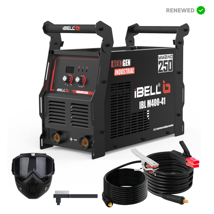 RENEWED - iBELL BLACK IBL M400-41 250A Industrial MMA Inverter Welding Machine | 3 PCB | Advanced IGBT Technology | Hot Start, VRD, ARC Force, Anti-Stick | Electrode 1–5mm | Heavy-Duty Continuous Welding | 1-Year Warranty