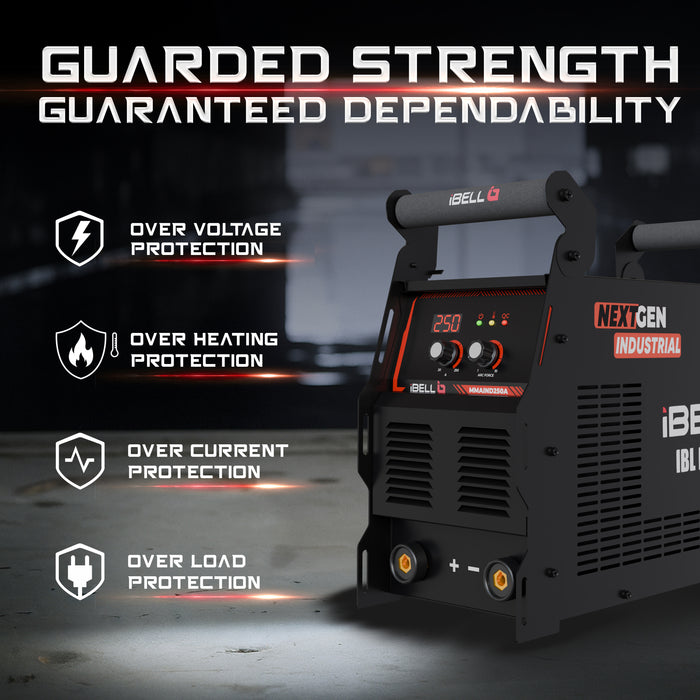 iBELL BLACK IBL M400-41 250A Industrial MMA Inverter Welding Machine | 3 PCB | Advanced IGBT Technology | Hot Start, VRD, ARC Force, Anti-Stick | Electrode 1–5mm | Heavy-Duty Continuous Welding | 1-Year Warranty