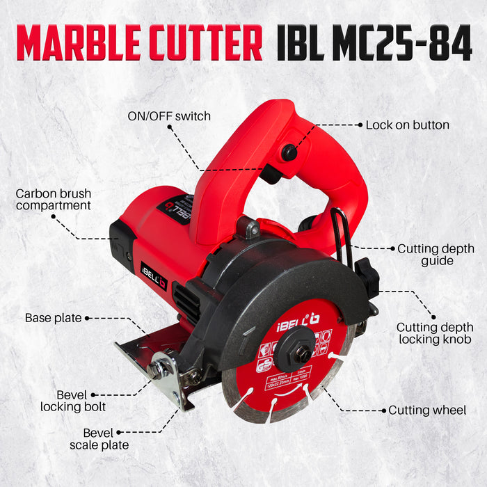 iBELL MC25-84 Marble Cutter 1300W, 13000rpm, 125mm - 6 Months Warranty