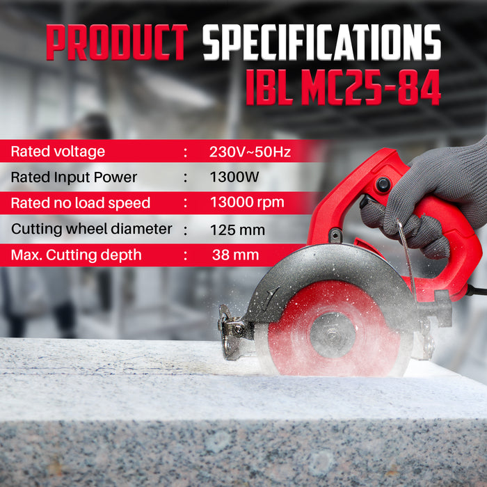 iBELL MC25-84 Marble Cutter 1300W, 13000rpm, 125mm - 6 Months Warranty