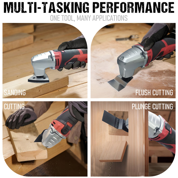 iBELL MT32-28 Multi-Functional Oscillating Tool, 280W Motor, 6-Speed Control 10,000–21,000 SPM, 3.2° Oscillation, Compact Power Tool for Cutting, Scraping, Sanding, DIY & Professional Use – 6 Months Warranty