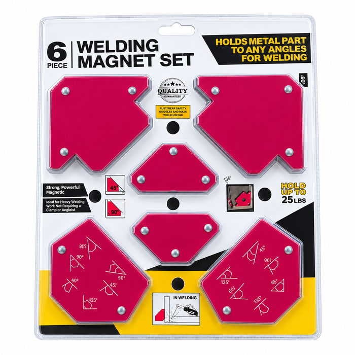 iBELL IBL MW06-01 Magnetic Welding Holder Set, 6-Piece Multi-Angle Magnetic Welding Clamps, 2 Arrow, 2 Triangle & 2 Mini Holders, Strong Magnetic Welding Tools for Accurate Alignment & Fabrication