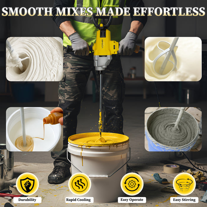 iBELL Vormir VR PM12-50 Heavy-Duty Paint Mixer | 1200W Motor, Variable Speed 0–1050 RPM, 16mm Chuck Size, 120mm Mixing Wheel | 220V~50/60Hz | Ideal for Paint, Plaster & Cement Mixing | 6-Month Warranty
