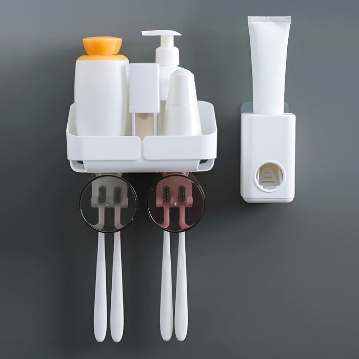 IBL PS-02 iBELL Wall-Mounted ABS Plastic Toothbrush Holder for Bathroom – Sleek White Design, Ideal for Toothpaste and Toothbrush Storage