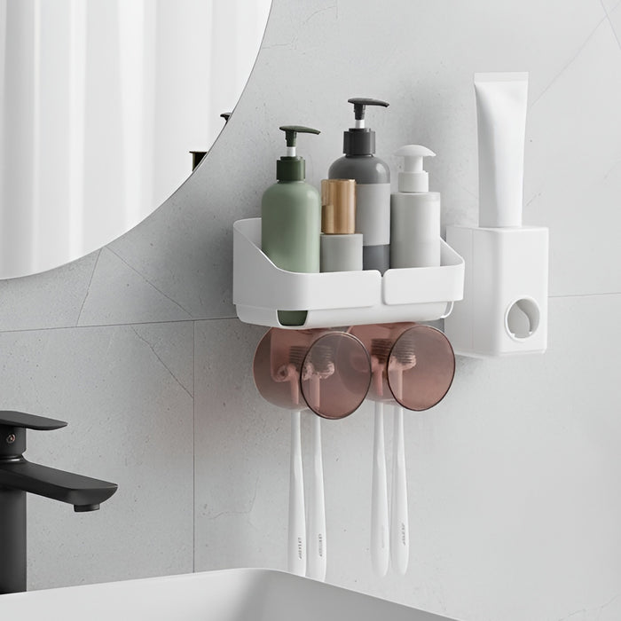 IBL PS-02 iBELL Wall-Mounted ABS Plastic Toothbrush Holder for Bathroom – Sleek White Design, Ideal for Toothpaste and Toothbrush Storage