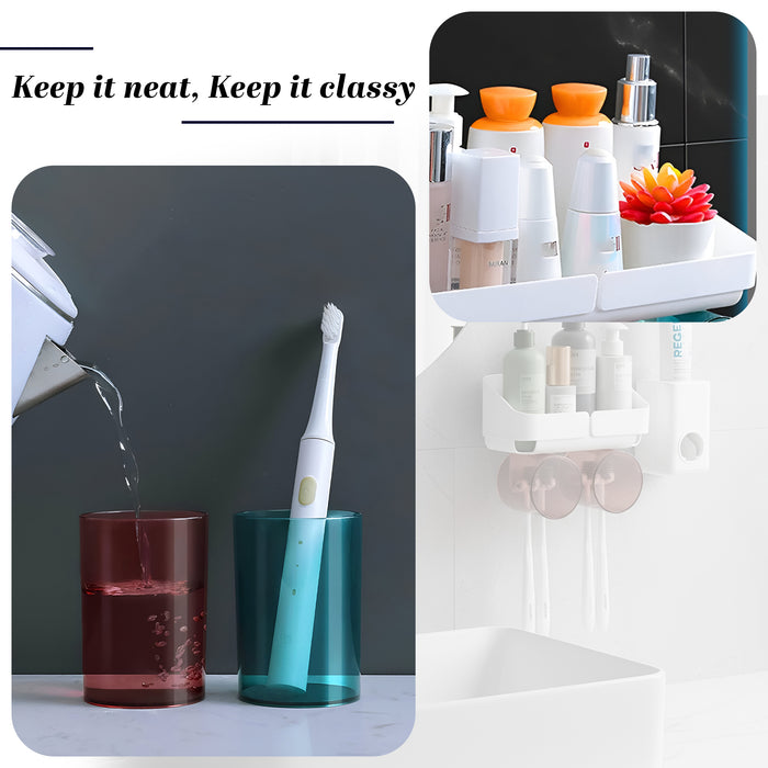 IBL PS-02 iBELL Wall-Mounted ABS Plastic Toothbrush Holder for Bathroom – Sleek White Design, Ideal for Toothpaste and Toothbrush Storage