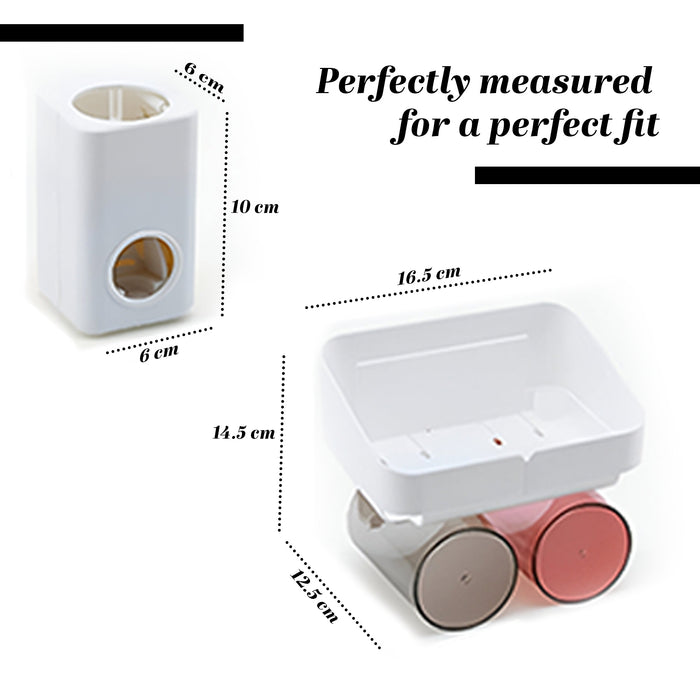 IBL PS-02 iBELL Wall-Mounted ABS Plastic Toothbrush Holder for Bathroom – Sleek White Design, Ideal for Toothpaste and Toothbrush Storage