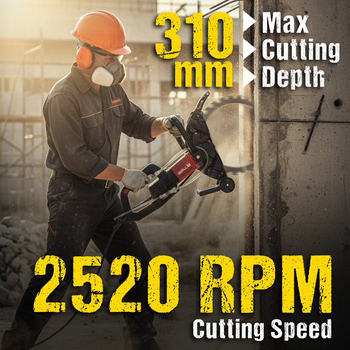 IBL RS50-40 5000W Brushless Concrete Ring Saw with 410mm Blade, 310mm Deep Cutting Capacity and Variable Speed 0–2520 RPM for Masonry & Reinforced Concrete