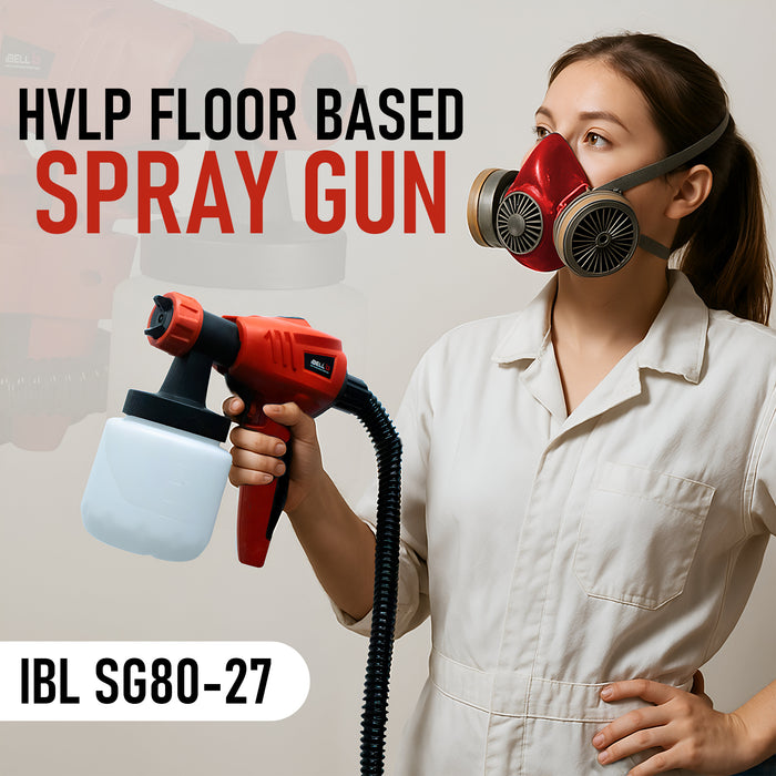 IBELL HVLP Paint Sprayer SG80-27, 800W, Copper Armature, Maximum Flow 1000ml/min, Paint Reservoir 800ml, Adjustable Spray Patterns and Detachable Design