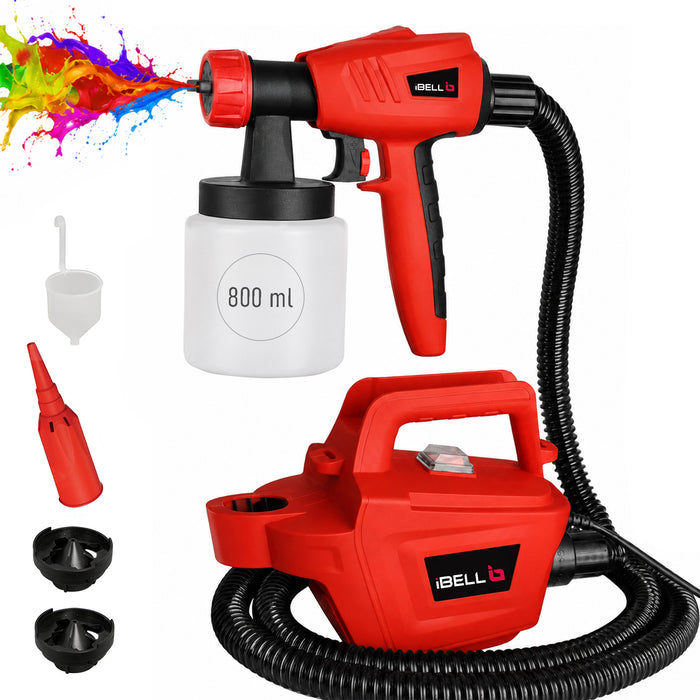 IBELL HVLP Paint Sprayer SG80-27, 800W, Copper Armature, Maximum Flow 1000ml/min, Paint Reservoir 800ml, Adjustable Spray Patterns and Detachable Design, 6 Months Warranty