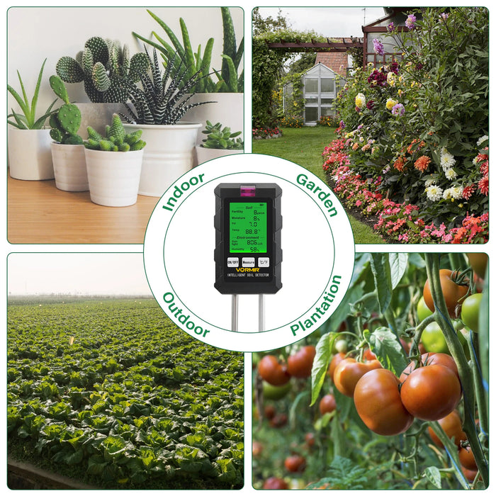 VORMIR VR SM32-22 6-in-1 Digital Soil Tester, Soil Fertility, Moisture, pH, Temperature, Sunlight & Humidity Meter, Soil Health Analyzer for Garden, Farm, Lawn, Greenhouse & Indoor Plants, 12 Months