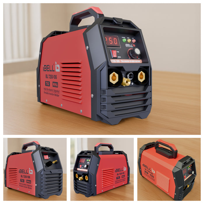 iBELL TIG/MMA Welding Machine (T250-106), 250A, 220V, Inverter IGBT, Anti Stick, with 10nos Tungsten Rods & All Accessories Included - 1 Year Warranty