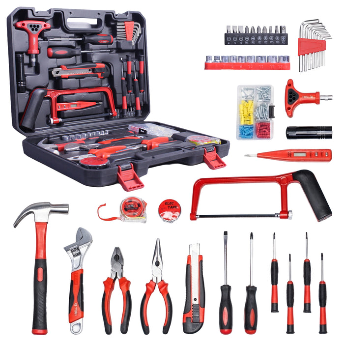 iBELL TB145-9, 145 Piece Socket Wrench Auto Repair Tool Combination Package Mixed Tool Set Hand Tool Kit with Plastic Toolbox Storage Case