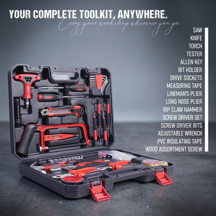 iBELL TB145-9, 145 Piece Socket Wrench Auto Repair Tool Combination Package Mixed Tool Set Hand Tool Kit with Plastic Toolbox Storage Case