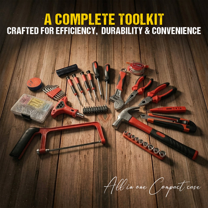 iBELL TB145-9, 145 Piece Socket Wrench Auto Repair Tool Combination Package Mixed Tool Set Hand Tool Kit with Plastic Toolbox Storage Case