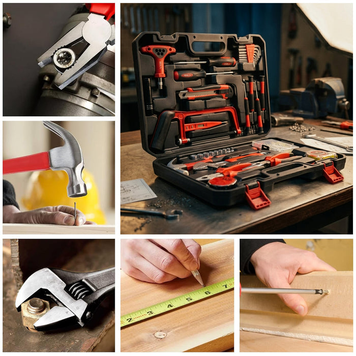 iBELL TB145-9, 145 Piece Socket Wrench Auto Repair Tool Combination Package Mixed Tool Set Hand Tool Kit with Plastic Toolbox Storage Case