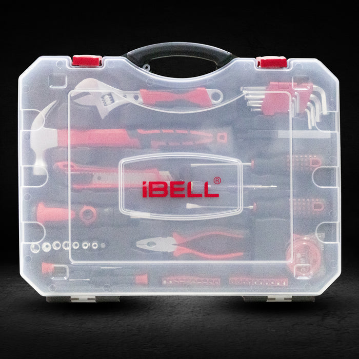 iBELL TB53-23 Hand Tool Kit for Home & DIY Use (53-Piece) - Includes Screwdriver, Wrench, Ratchet, Utility Knife, Saw, Claw Hammer, Measuring Tape and Plier