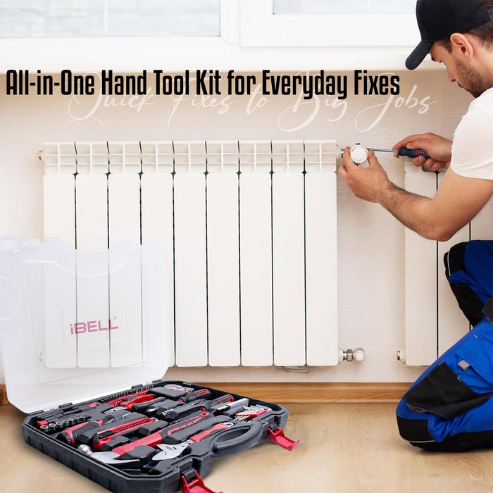iBELL TB53-23 Hand Tool Kit for Home & DIY Use (53-Piece) - Includes Screwdriver, Wrench, Ratchet, Utility Knife, Saw, Claw Hammer, Measuring Tape and Plier
