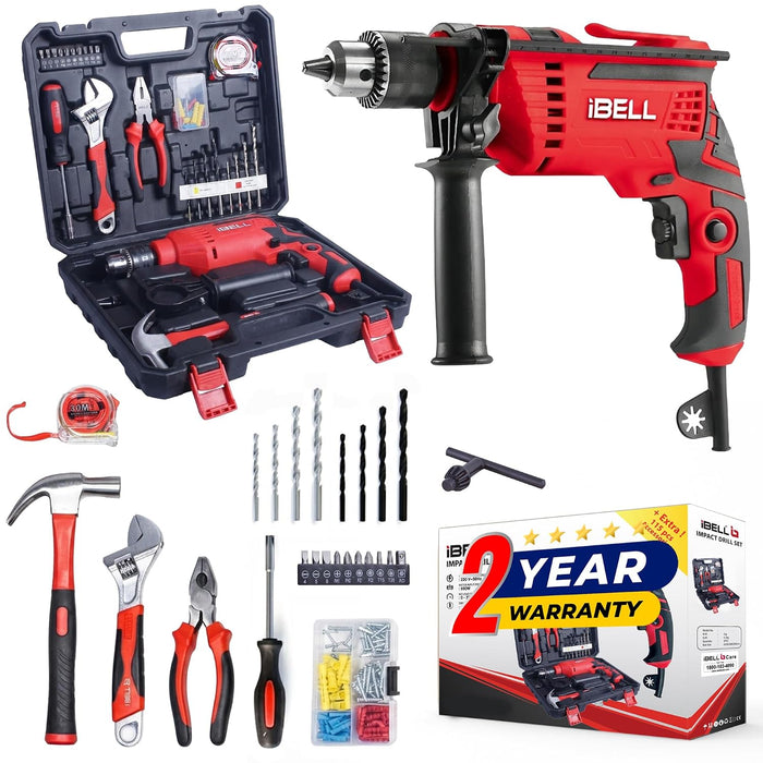 IBELL Professional Tool Kit with Impact Drill TD13-85, 650W, Copper Armature, Chuck 13mm, 59 Home Essential Tools/Accessories , 2 year warranty