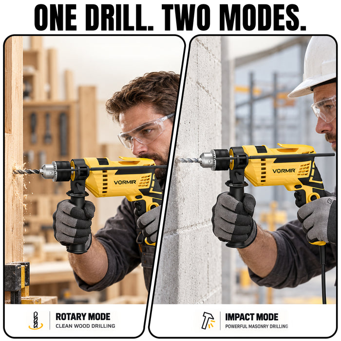 VORMIR VR TD13-88 Impact Drill 650W with 88-Piece Accessory Set | 13mm Chuck | 0-2800 RPM | Electric Power Drill for Wood, Concrete & Steel | 25mm Wood, 12mm Concrete, 13mm Steel,24 Months Warranty