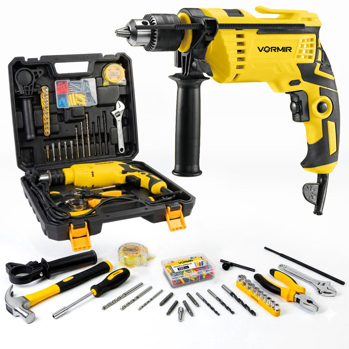 VORMIR VR TD13-88 Impact Drill 650W with 88-Piece Accessory Set | 13mm Chuck | 0-2800 RPM | Electric Power Drill for Wood, Concrete & Steel | 25mm Wood, 12mm Concrete, 13mm Steel,24 Months Warranty