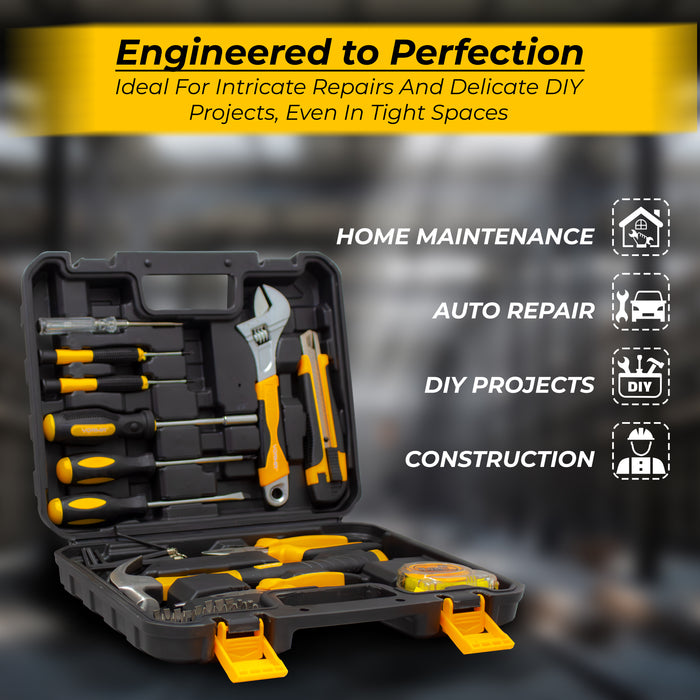 iBELL VORMIR Hand Tool Kit VR TK32, 40-Piece Set, Professional Hand Tools, All-in-One Repair Set with Screwdrivers, Hammer, Wrenches, Pliers,Allen Keys, Knife, Measuring Tape & Durable Toolbox – Home & Auto Essential