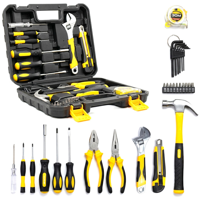 iBELL VORMIR Hand Tool Kit VR TK32, 40-Piece Set, Professional Hand Tools, All-in-One Repair Set with Screwdrivers, Hammer, Wrenches, Pliers,Allen Keys, Knife, Measuring Tape & Durable Toolbox – Home & Auto Essential