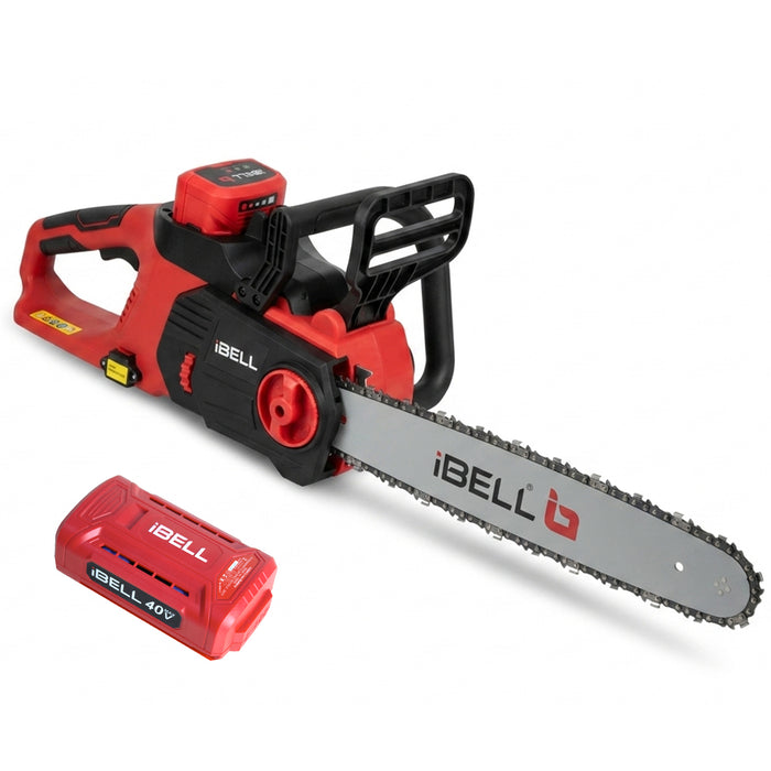 iBELL IBL BS40-17 Cordless Chainsaw 40V DC | 1650W Electric Power Saw for Wood Cutting & Tree Trimming | 16-Inch (405mm) Guide Bar Battery Chainsaw | 7500RPM High-Speed Motor | 15m/s Chain Speed Branch Cutting Tool