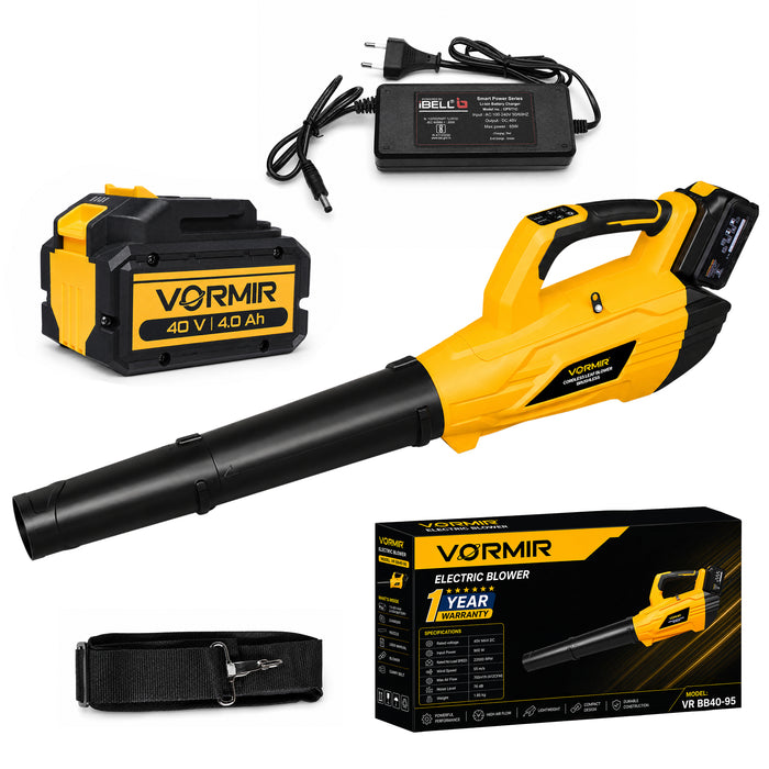IBELL VORMIR VR BB40-95 Cordless Brushless Blower 40V MAX DC | 900W | 22000RPM | 55m/s Wind Speed | 700m³/h (412 CFM) Air Flow | Battery Leaf Blower for Garden & Cleaning