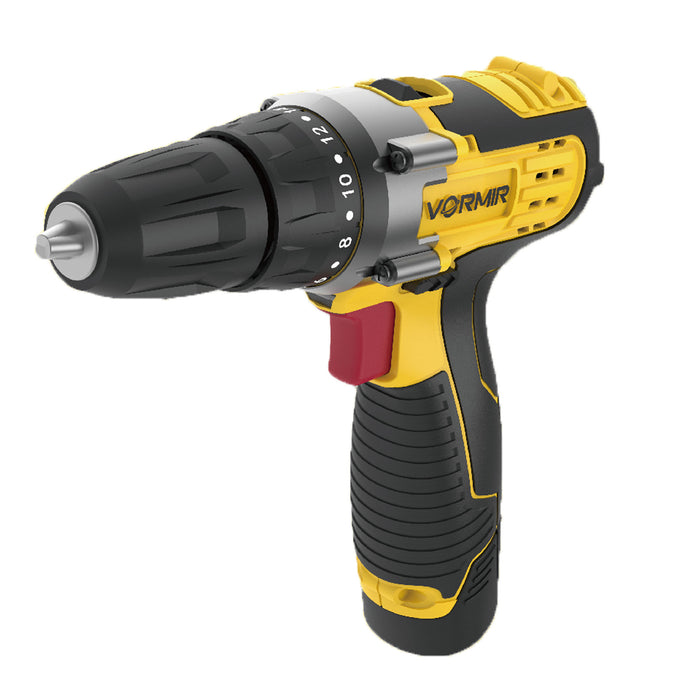 iBELL VORMIR VR CD12-46 Cordless Drill Driver, 12V, 0-400/0-1450 rpm, 25Nm Torque, 10 mm Chuck, 2 x 1500mAh Li-Ion Batteries, Fast Charger, 1 Hour Charging, Compact Design