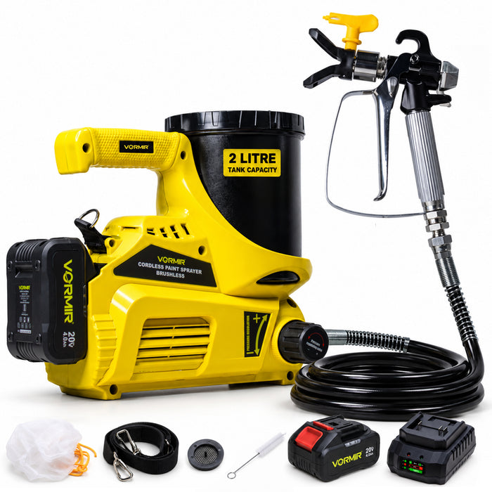 VORMIR VR CS21-50 Cordless Paint Sprayer 20V Lithium-Ion Battery | 500W Brushless Motor | 1000–2500 PSI | 1.1L/Min Flow Rate | Portable Electric Spray Gun for Wall, Wood & Furniture Painting, 12 Months Warranty