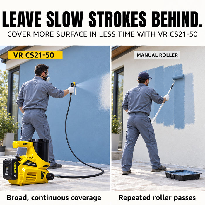 VORMIR VR CS21-50 Cordless Paint Sprayer 20V Lithium-Ion Battery | 500W Brushless Motor | 1000–2500 PSI | 1.1L/Min Flow Rate | Portable Electric Spray Gun for Wall, Wood & Furniture Painting, 12 Months Warranty