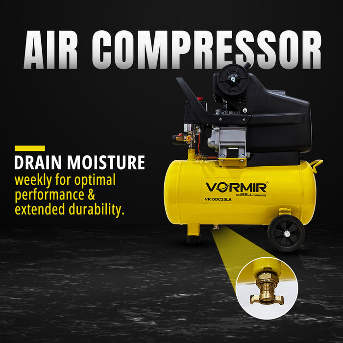 IBELL VORMIR VR DDC25LA 2.0HP Air compressor with 25L tank capacity and discharge of 115PSI
